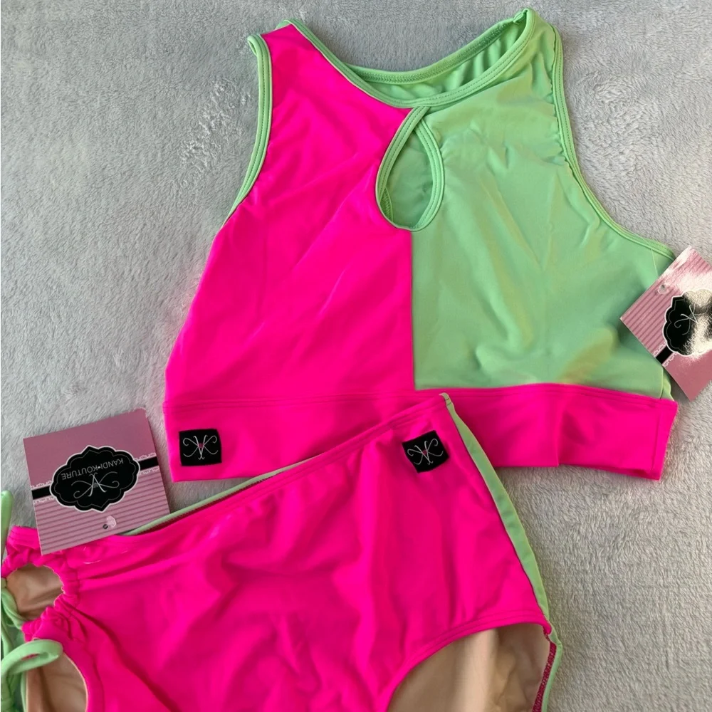 Kandi Kouture Convention Dancewear set. Pink & Green - Picture 5 of 13